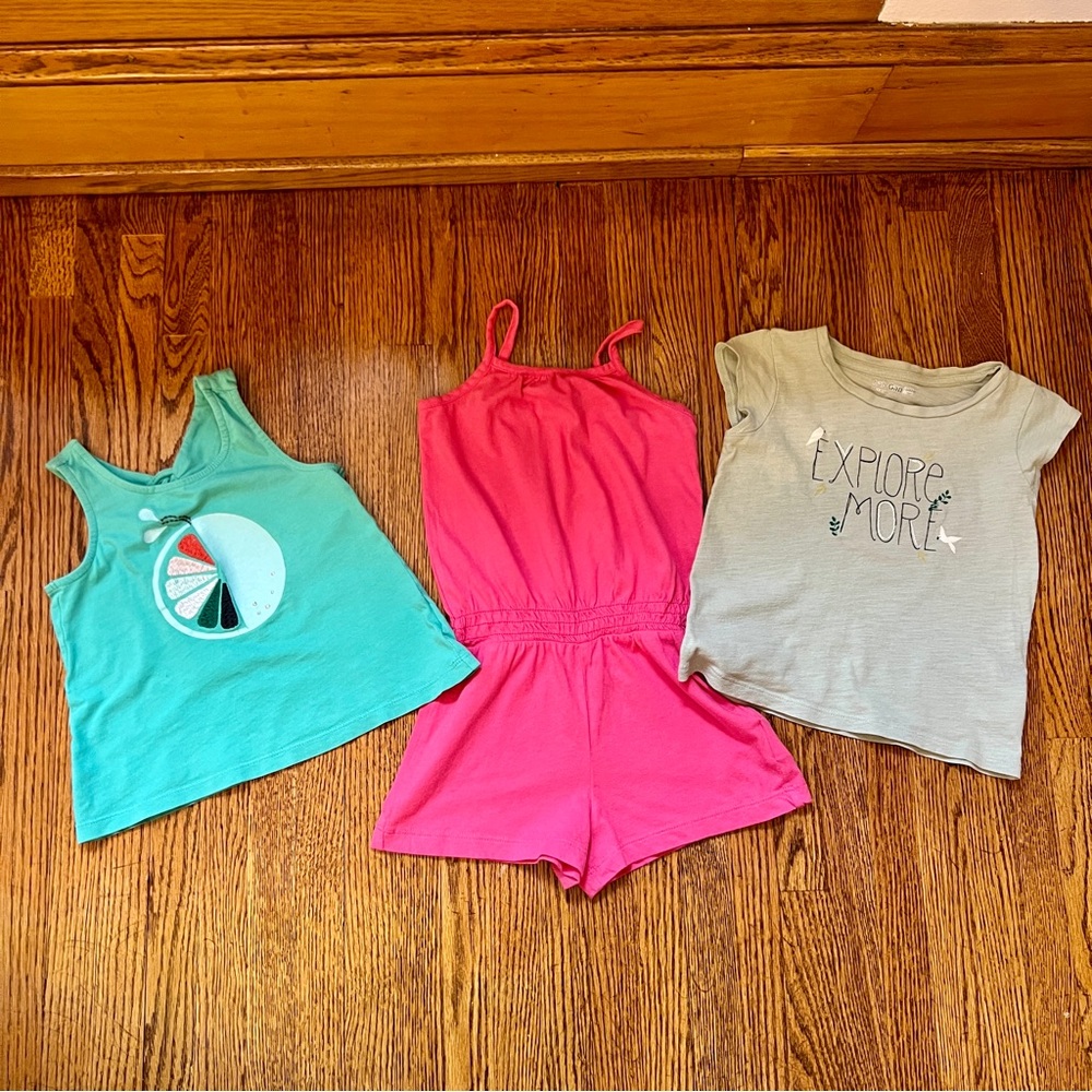 BabyGap 3 pc set tank, romper and t shirt gently used size 3T